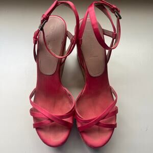 Vintage prada pink satin wedges